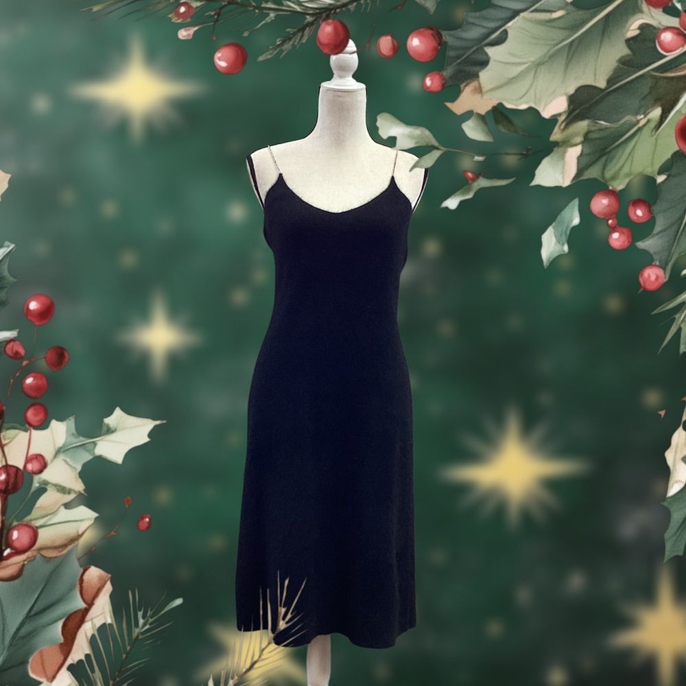 Vintage 90’s Ralph Lauren Tartan Plaid Label Wool Angora Dress Jeweled Straps L